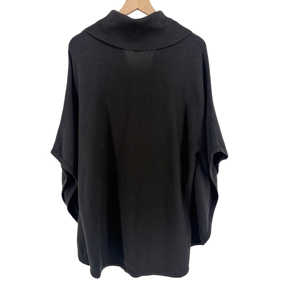 White House Black Market Black Cowl Neck Poncho Sweater with Pockets Small - Picture 3 of 8